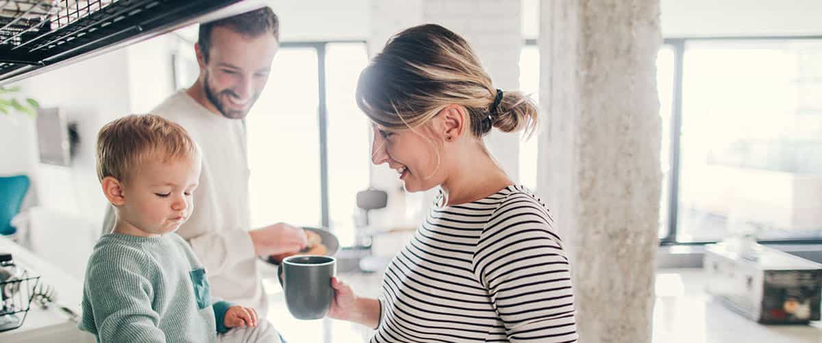 family with a coffee cup